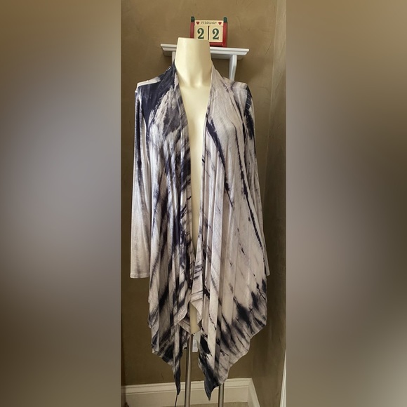 Yj Open Drape Front Cardigan Tie Dye Hi- low very stretchy women’s size Small - Picture 2 of 10